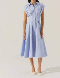 Astr - Beckett Tapered Waist Pleated Midi Dress