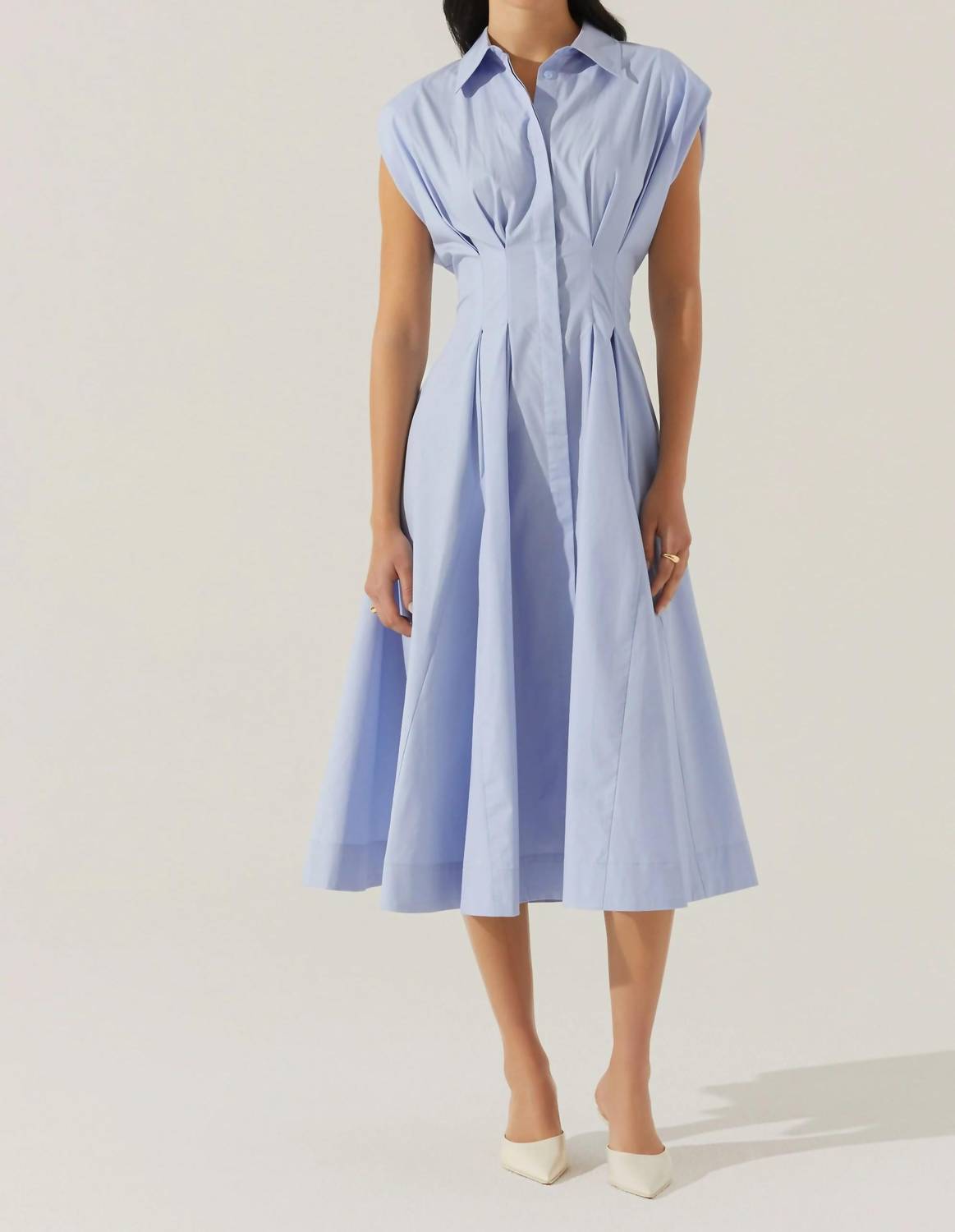 Astr - Beckett Tapered Waist Pleated Midi Dress