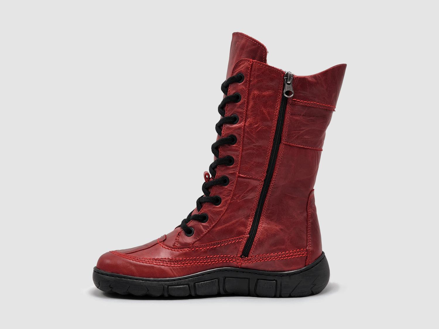 Kcr Group - Women’s Original Tall Thick Wool-lined Zip-up Leather Boots