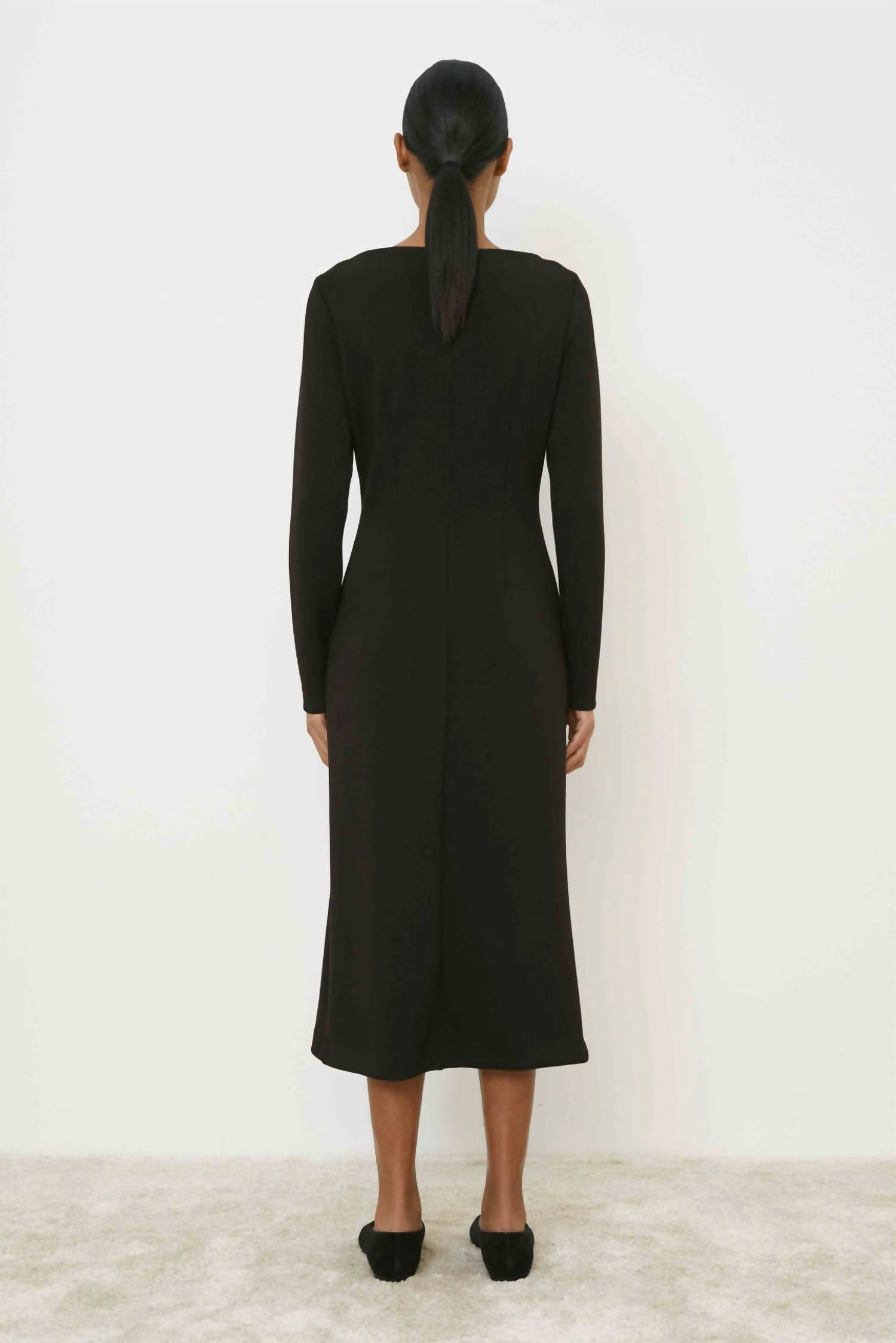 Meimeij - Boat Neck Twisted Waist Dress