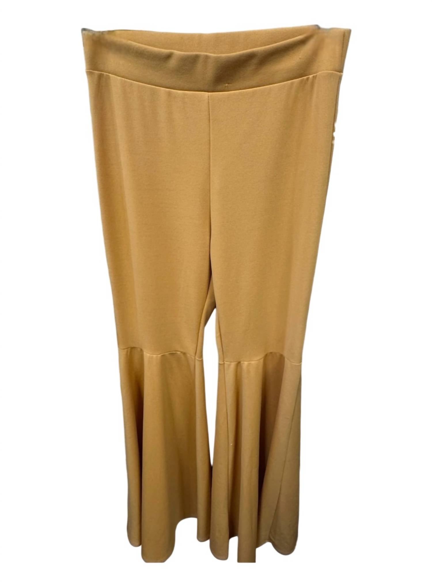 Win Win Apparel Women's Pull On Bell Bottom Pants in mustard - women's pants