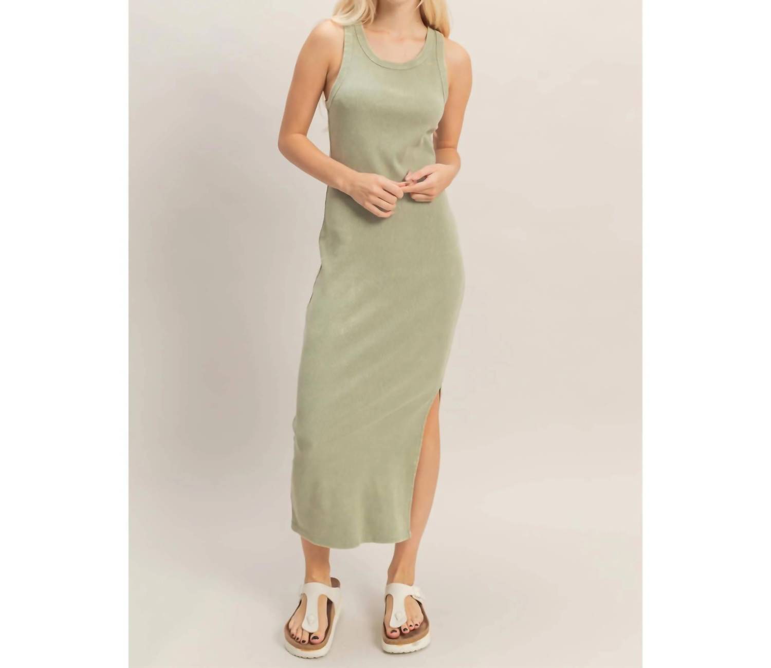 Hyfve - Acid Washed Ribbed Midi Tank Dress