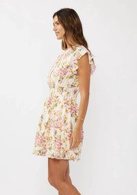 Lovestitch - Floral Flutter Smocked Mini Dress