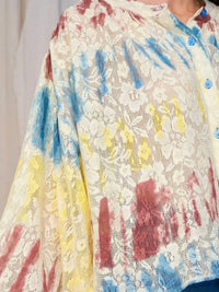 Surelymine - Painted Skies Lace Long Sleeve Blouse