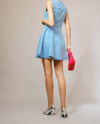 Blue B Jeweled Button Denim Flare Dress in light wash - women's dress - detail view