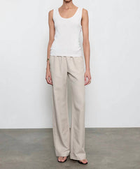 Enza Costa Supima Baby Rib Tank in white - women's tank top - detail view