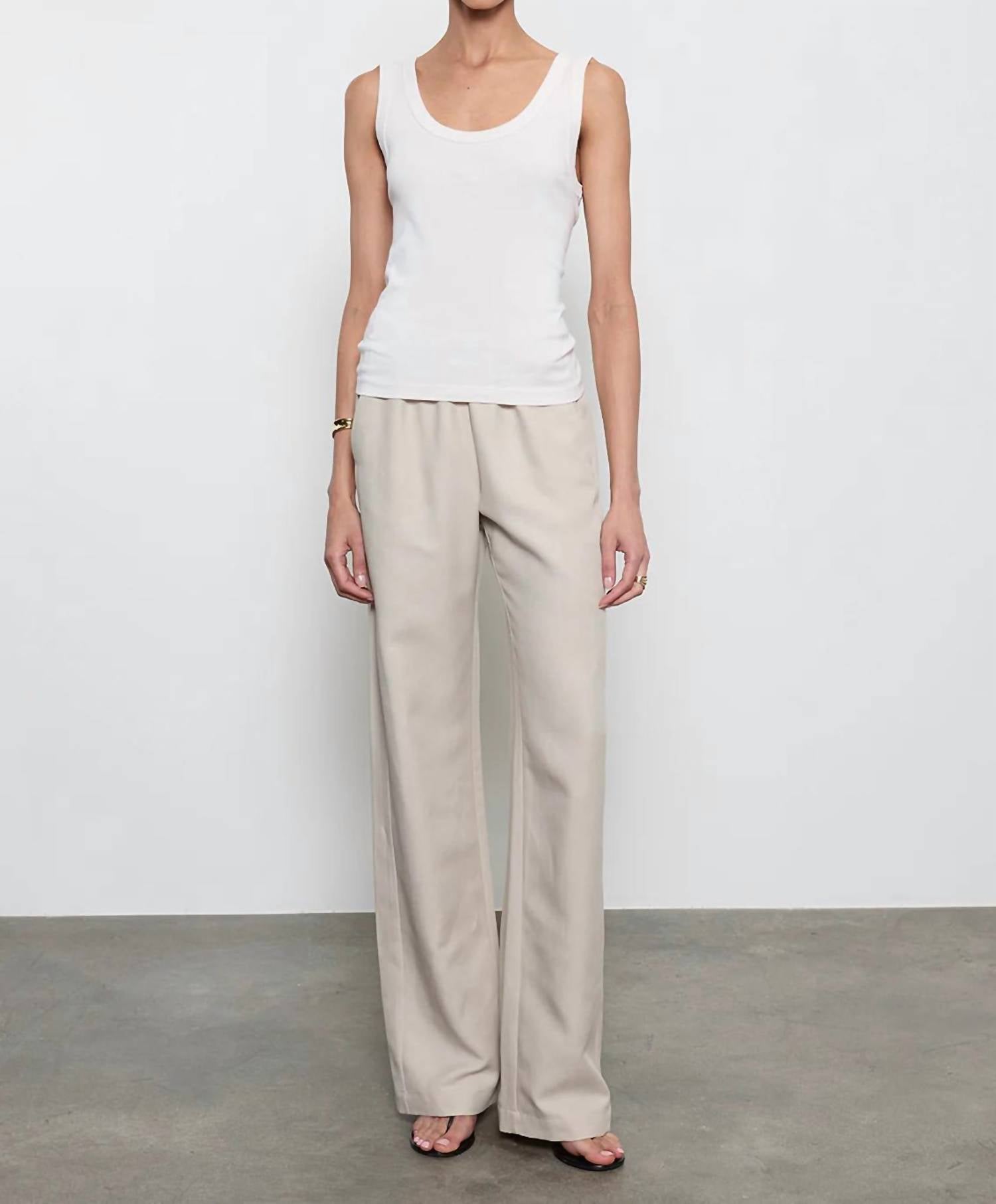 Enza Costa Supima Baby Rib Tank in white - women's tank top - detail view
