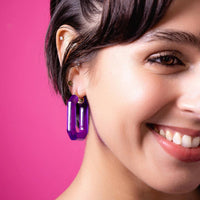 Gold & Honey - Women's Emerald Gem Lucite Hoop Earrings