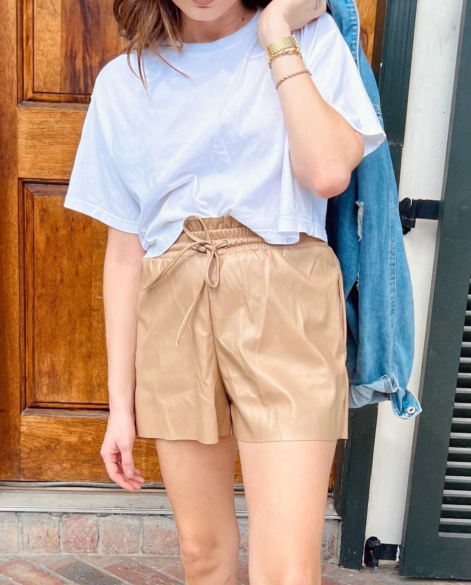 Idem Ditto - A Latte Love Faux Leather Shorts