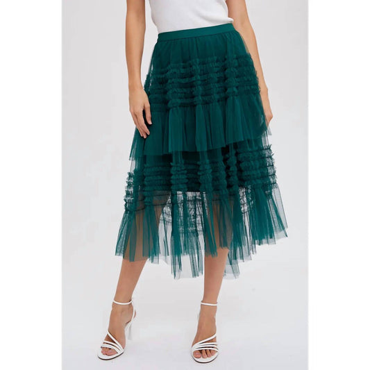 Bluivy - Hi-Lo Frilled Tulle Midi Skirt
