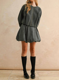 Miou Muse - Nina Round Neck Ballon Bottom Jacket