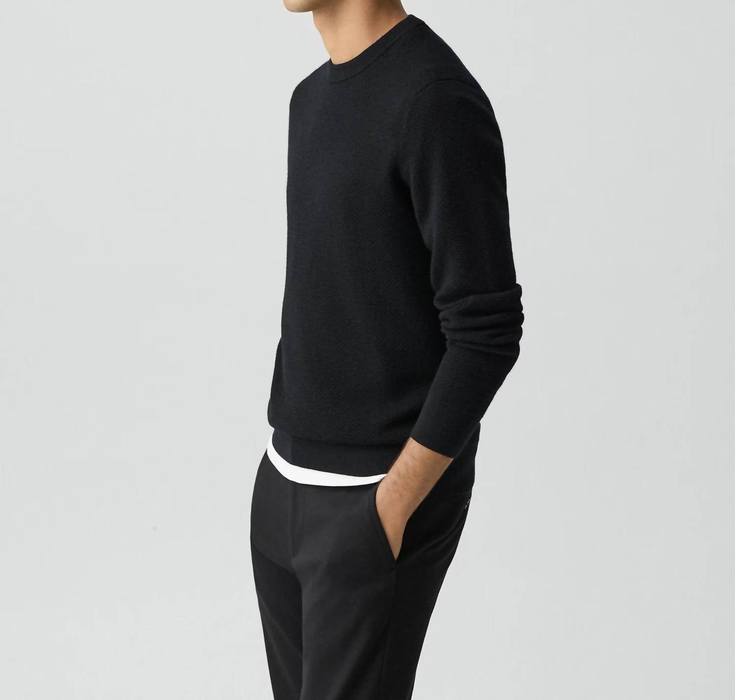 Theory Maden Crewneck Sweater in black - men's sweater - alternate view