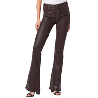 Paige Women's Lou Lou Coated High Rise Flare Jean in brown - women's jeans
