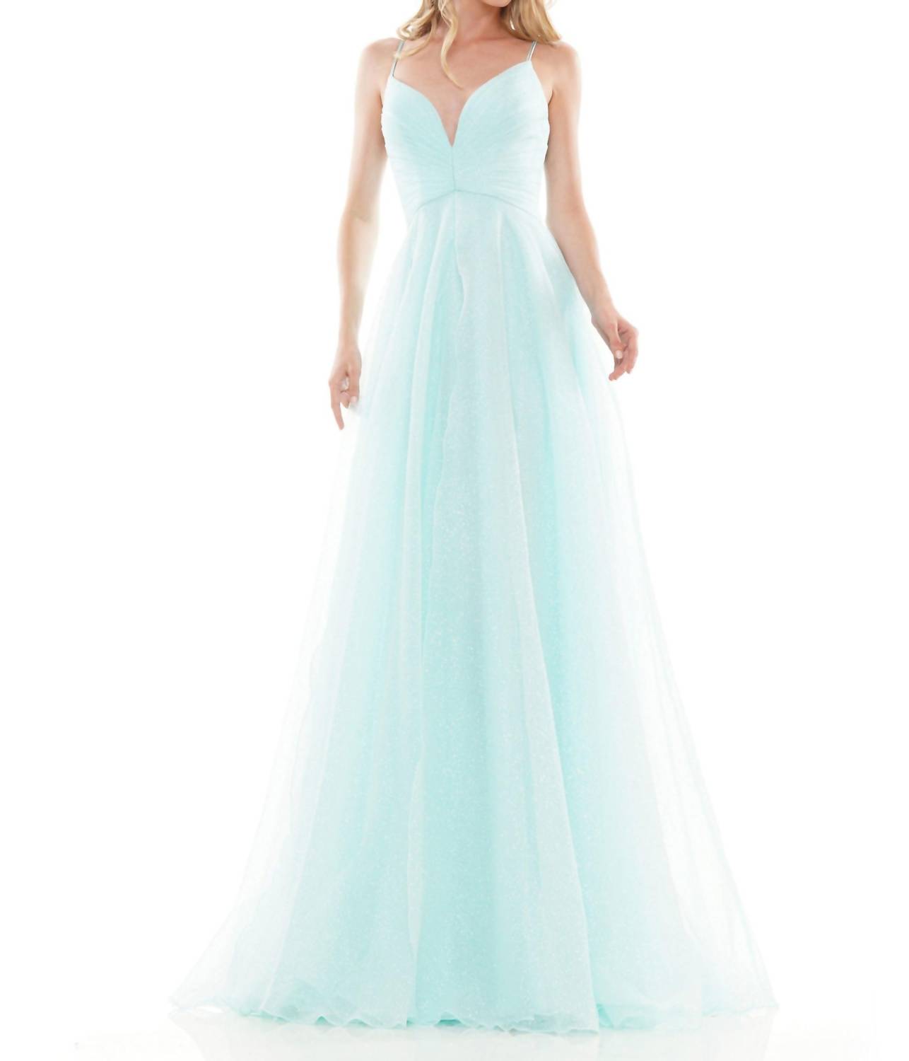 COLORS DRESS Glitter Tulle A-line Gown in mint - women's dress
