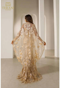 Terani Couture - Mother Of The Bride Wedding Cape Long Evening Metallic Dress