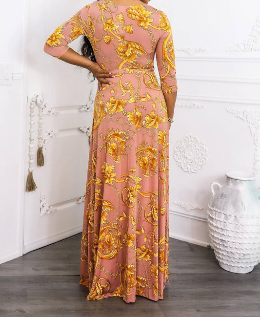 Surelymine - Elegant Wrap Boho Maxi Dress