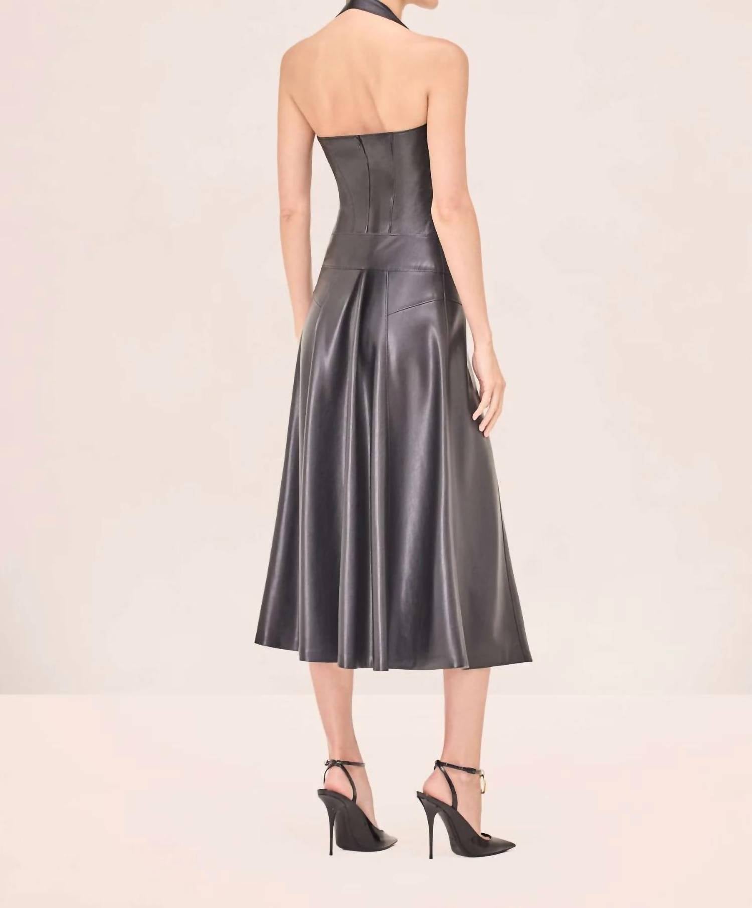 ALEXIS Imena Halter-neck Midi Dress in black - women's dress - detail view