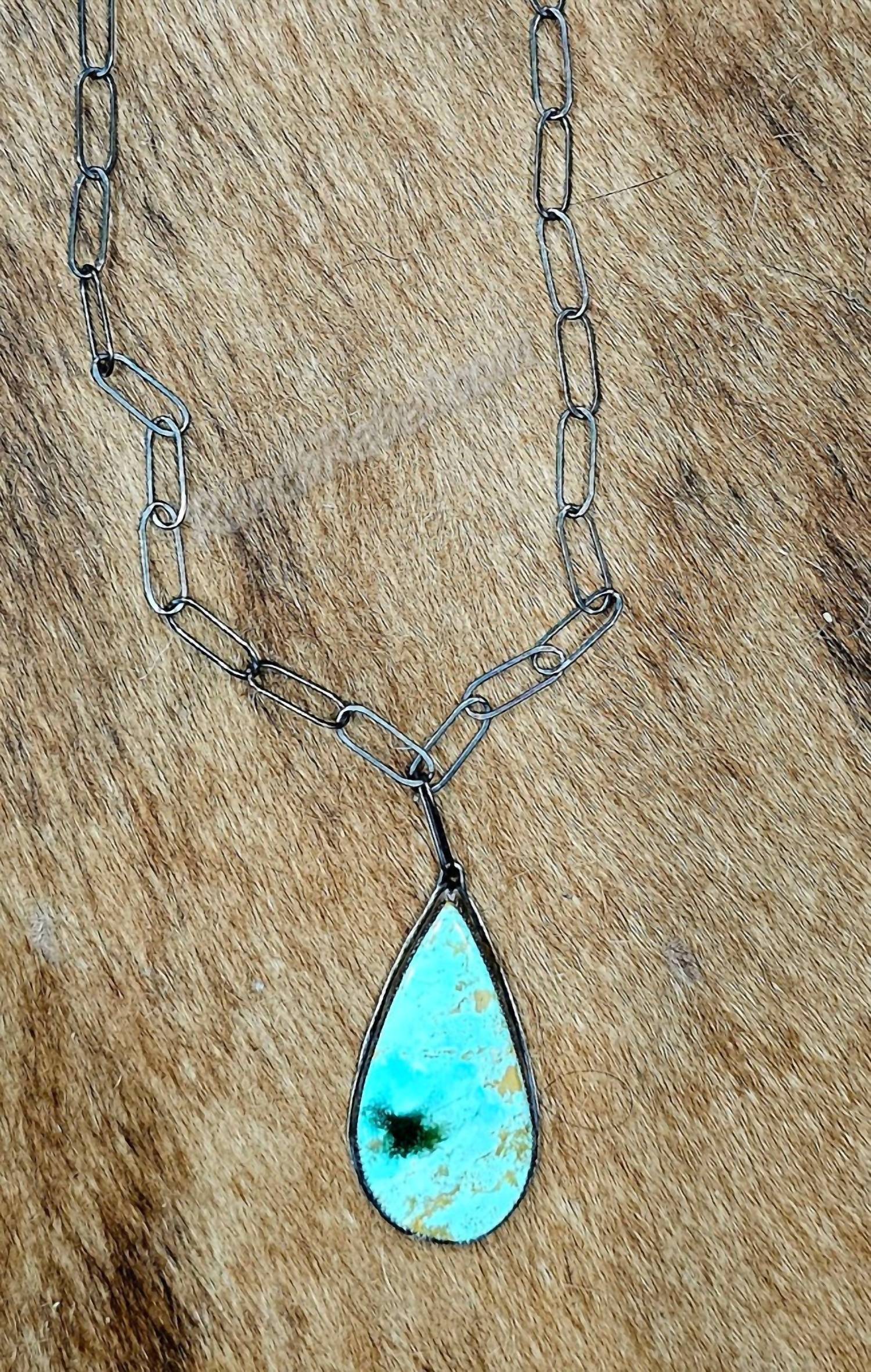 Z Bars - Women's Turquoise Teardrop Necklace