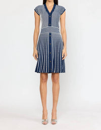 CHRISTY LYNN Kris Mini Dress in pinstripe navy - women's dress