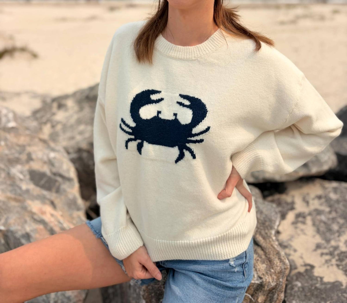 Urban Daizy - Women's The Harbor Bay Crab Knit Sweater