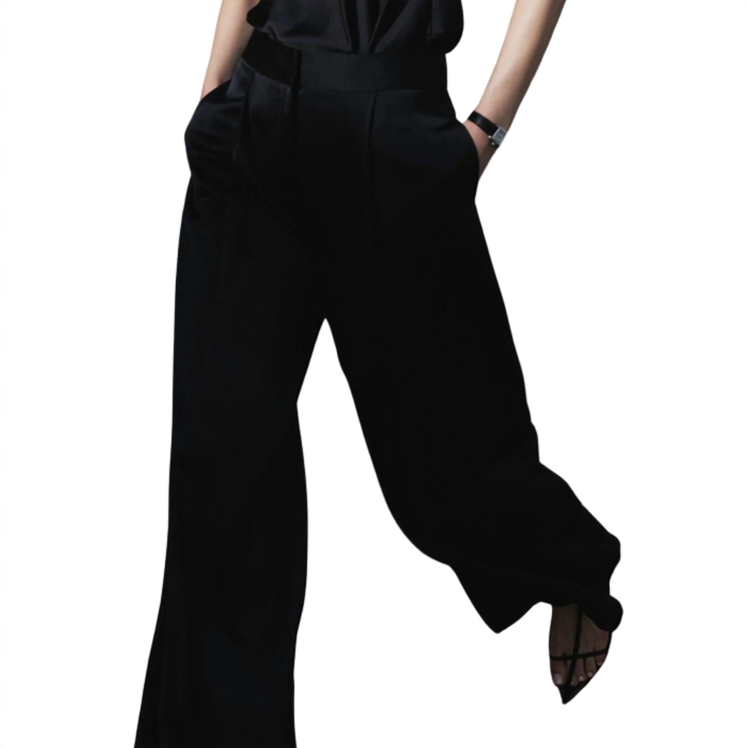Saint Art - Neve Mid-waisted Charmeuse Wide Leg Pant