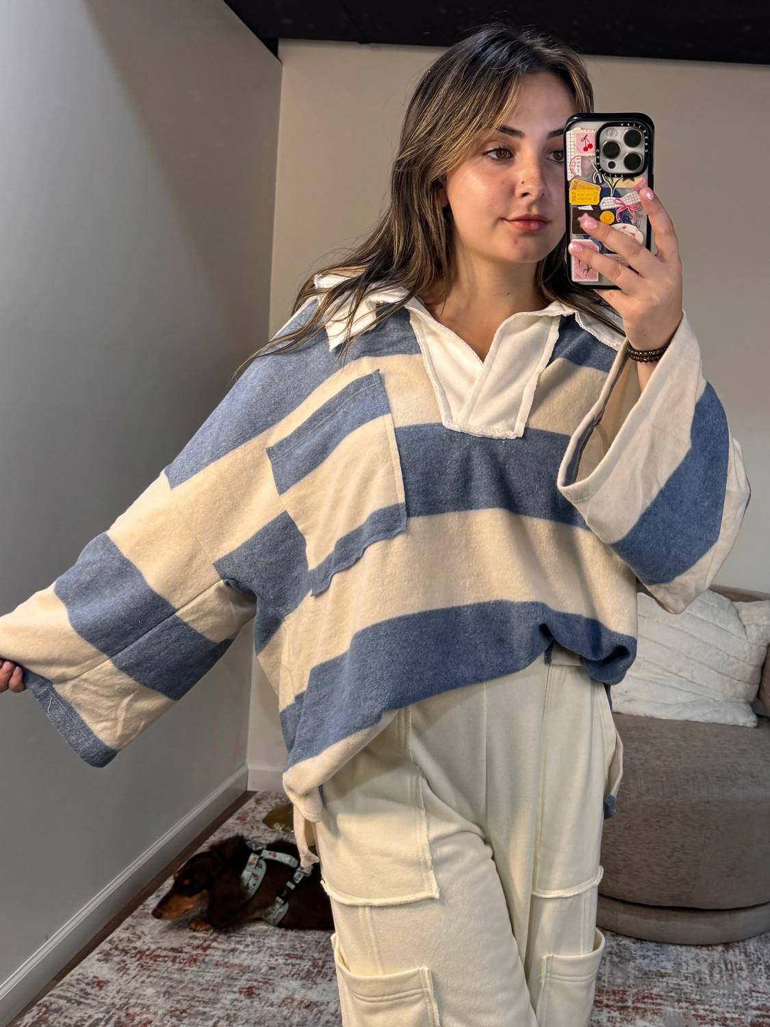 Bucketlist - Sienna Soft Brushed Striped Collared Top