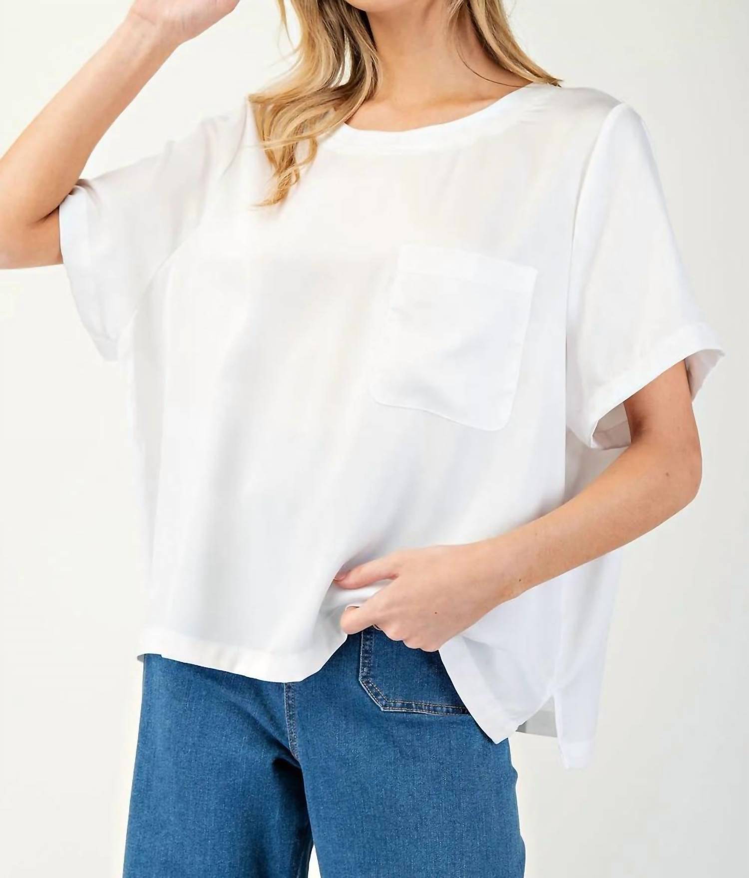 ee:some SATIN LUXE TOP in off white - women's t-shirt