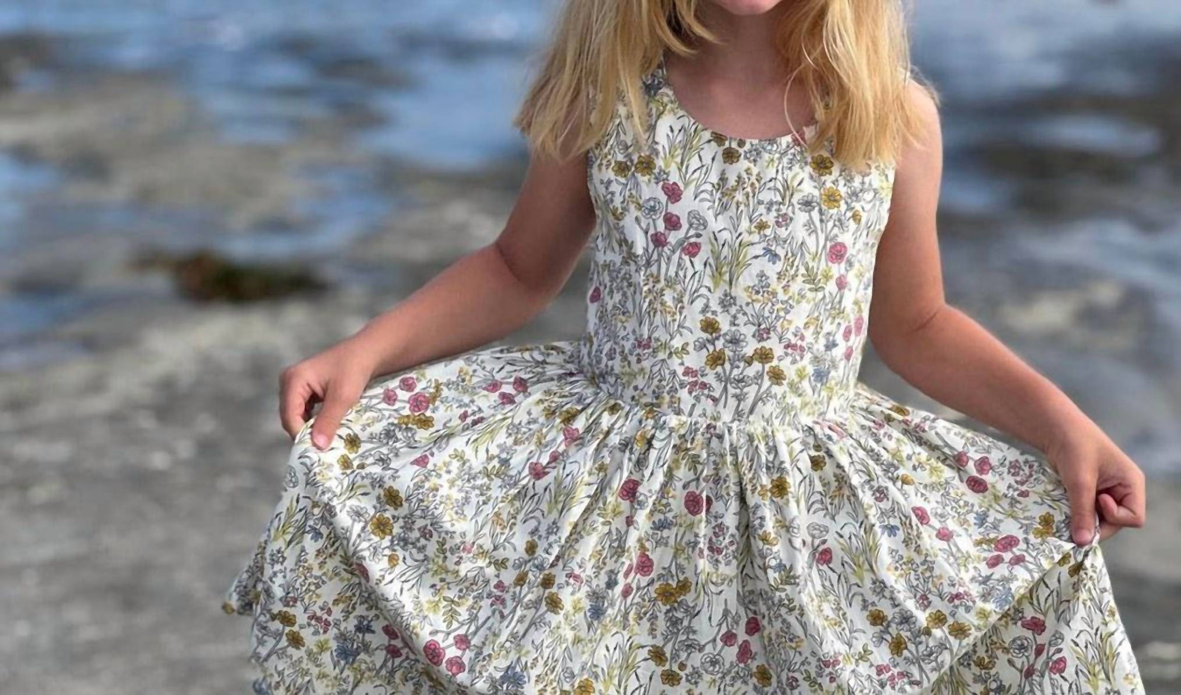 VIGNETTE Tilly Dress in yellow meadow floral - kids' dress - detail view