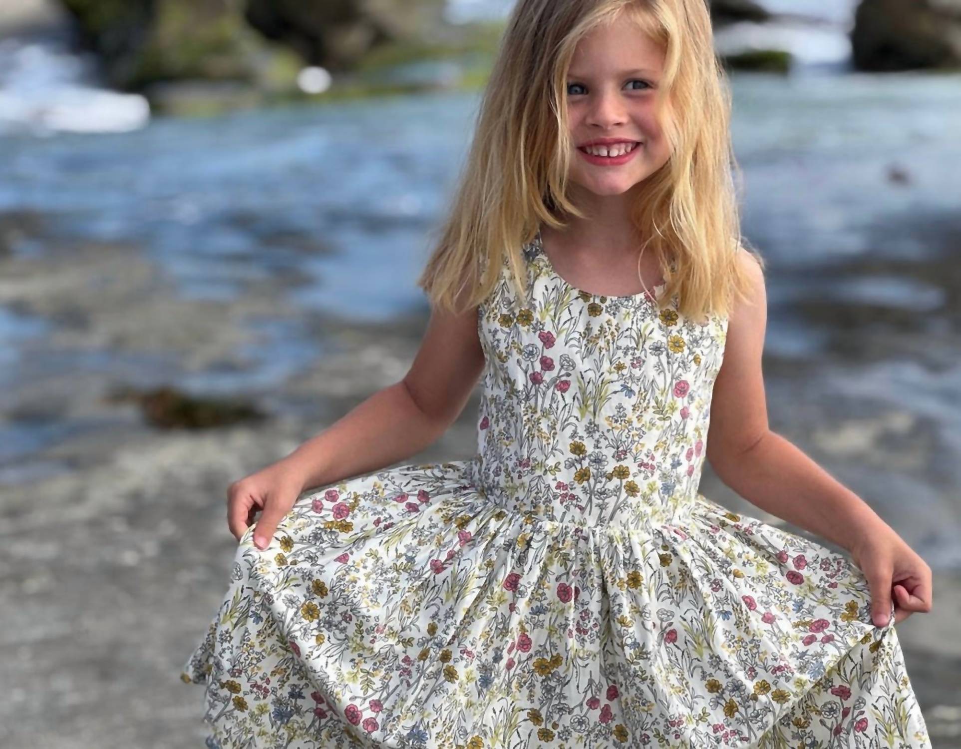 VIGNETTE Tilly Dress in yellow meadow floral - kids' dress - alternate view