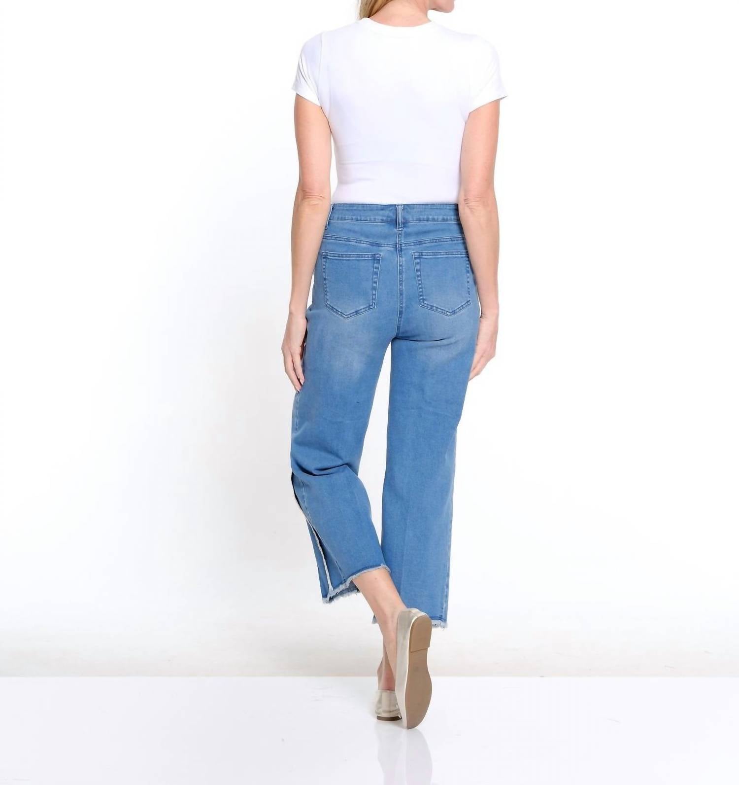 Multiples - Fringe-seamed Denim Crop Jeans