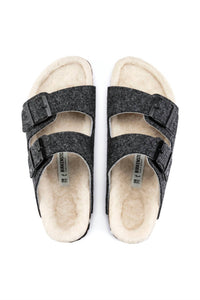 BIRKENSTOCK Unisex Arizona Rivet Wool Felt Narrow Sandals in doubleface gray - women's sandal - detail view