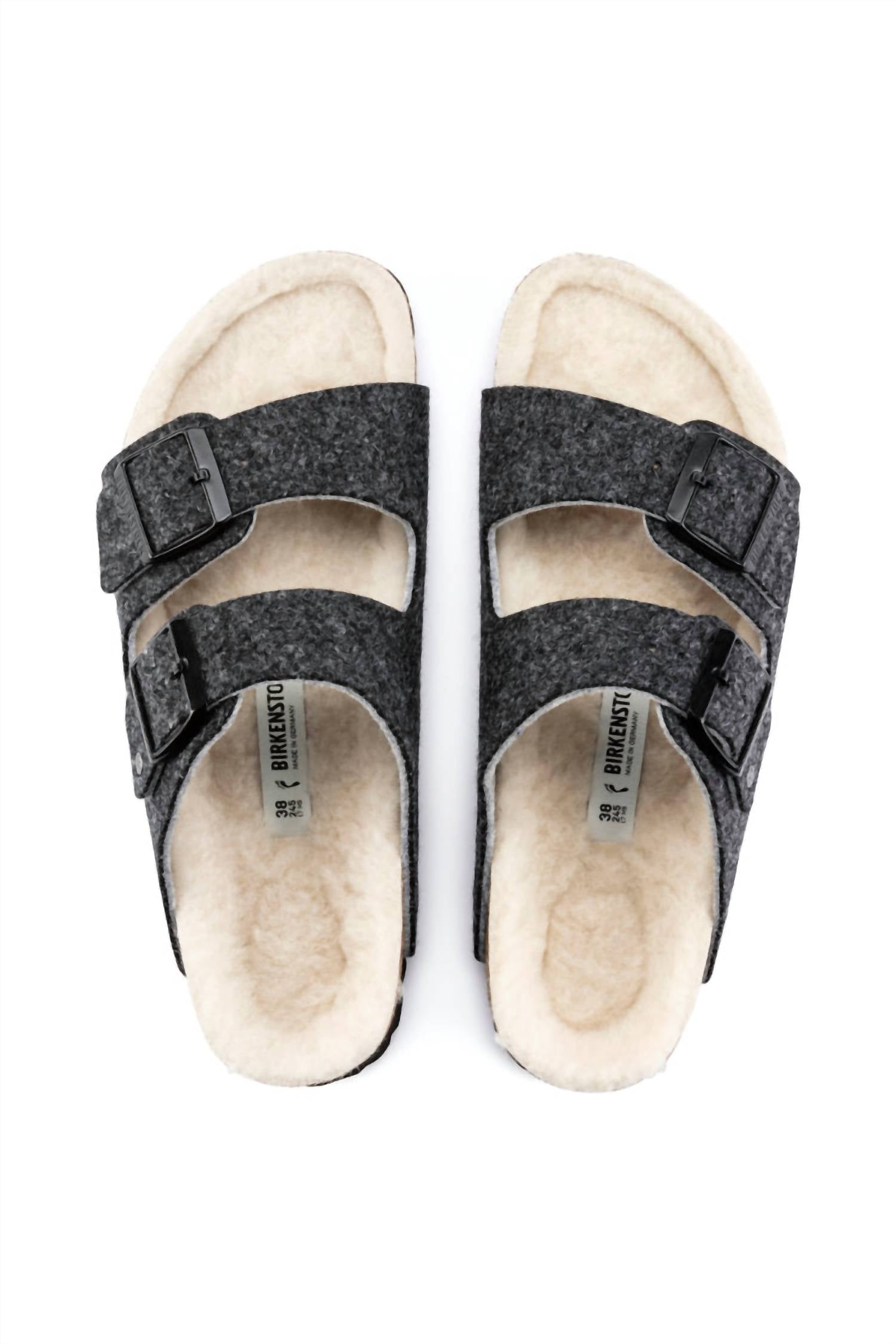 BIRKENSTOCK Unisex Arizona Rivet Wool Felt Narrow Sandals in doubleface gray - women's sandal - detail view