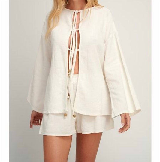 Pearl And Caviar - Iralika Tie Front Top