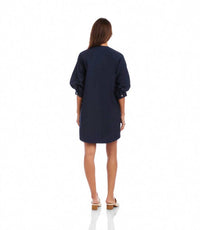 Karen Kane - Lantern Sleeve Pearl Button-front Mini Dress