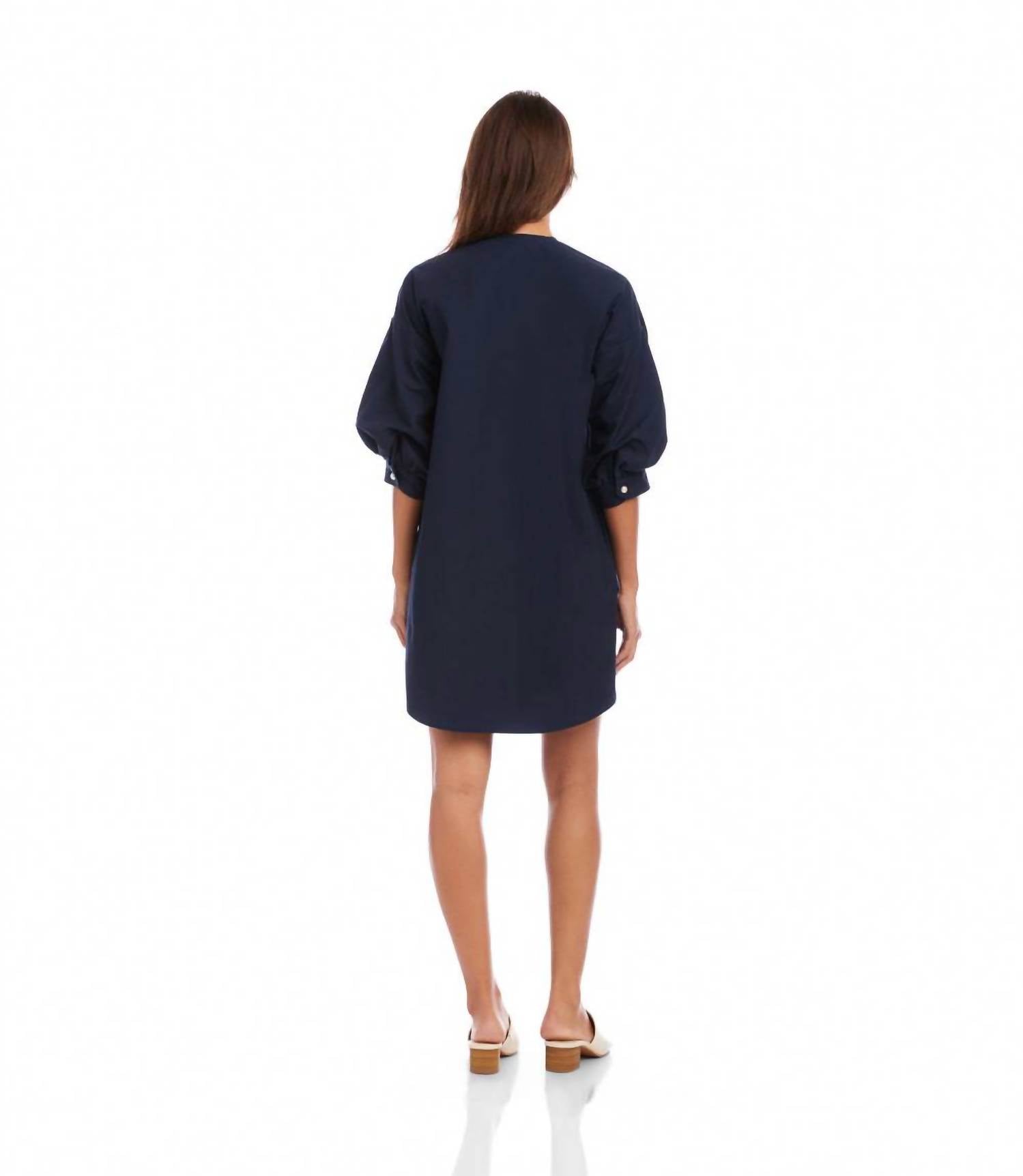 Karen Kane - Lantern Sleeve Pearl Button-front Mini Dress