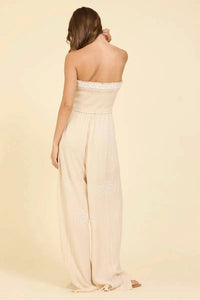 Surf Gypsy - Smocked Wide-leg Jumpsuit