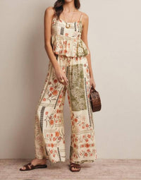 Forte Patchwork Floral Peplum Cami Top in beige - women's shirt - view 6