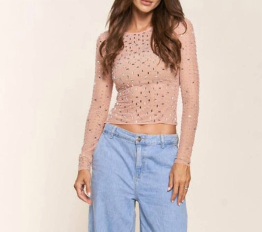 J.Nna - Jolie Long Sleeve Mesh Jewel Top