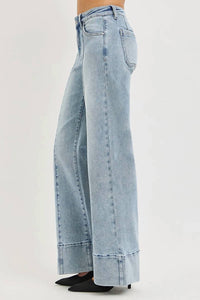 Risen - Tummy Control Mid Rise Ankle Wide Flare Jeans