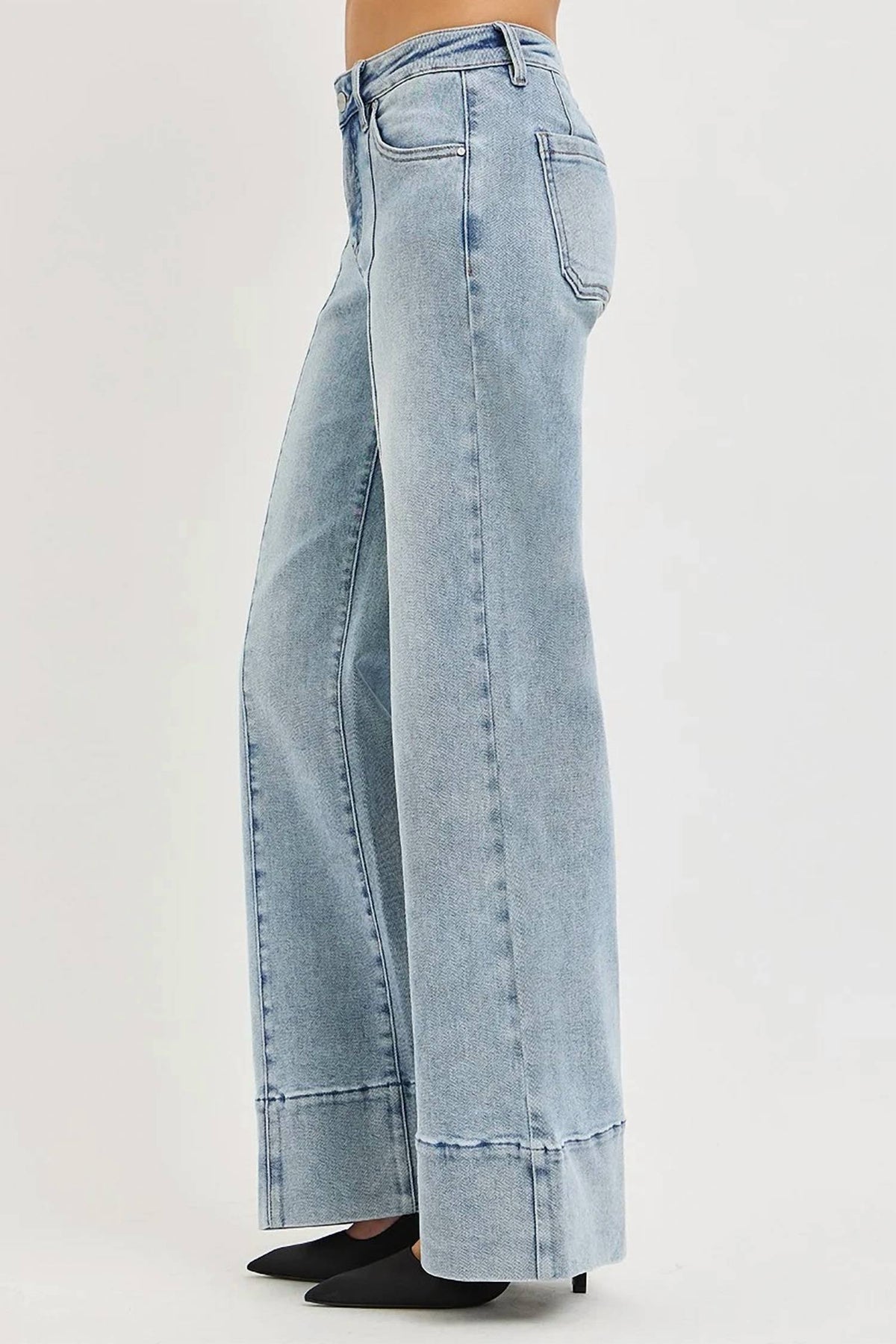 Risen - Tummy Control Mid Rise Ankle Wide Flare Jeans