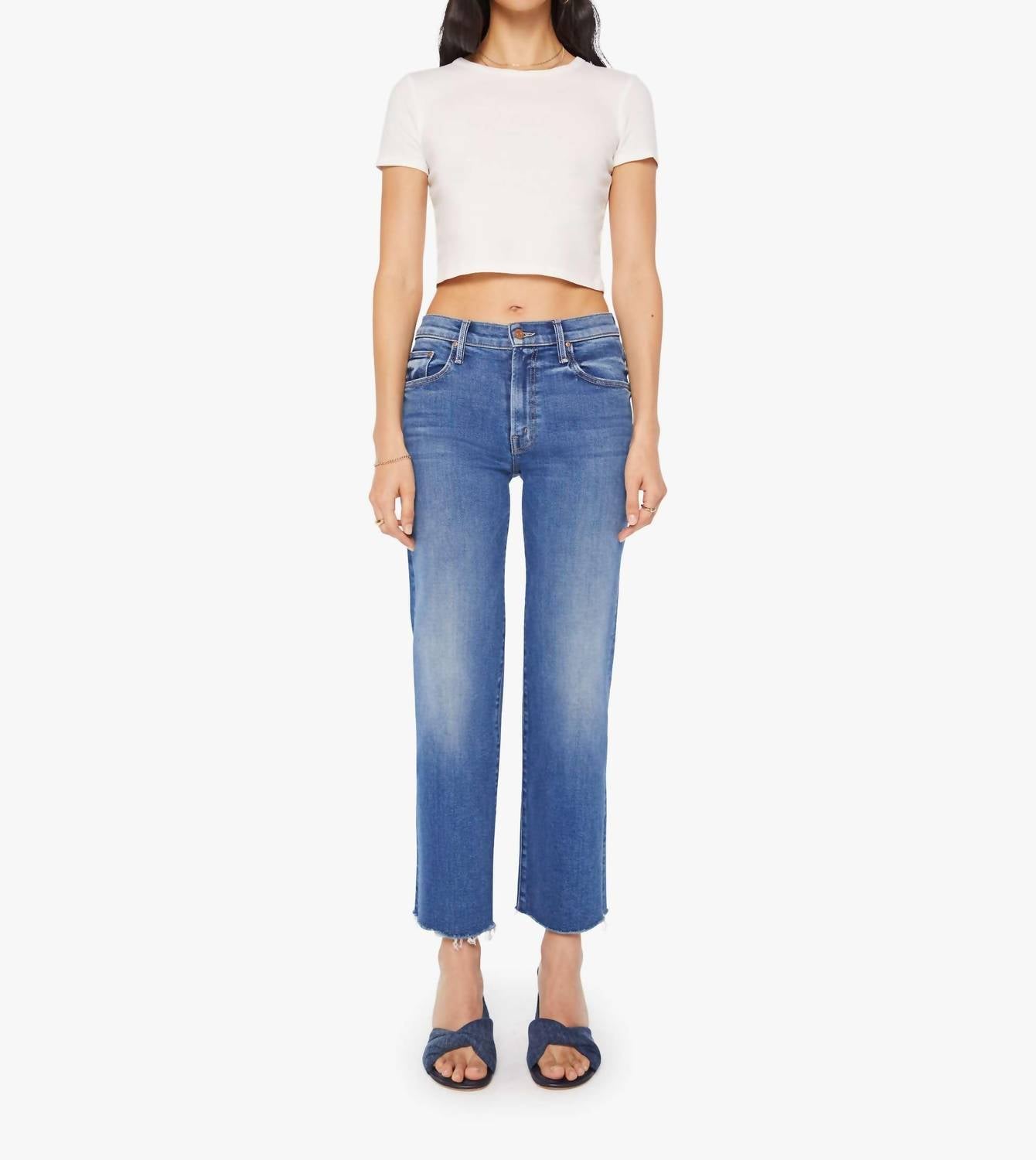 Mother - Mid Rise Rambler Zip Ankle Fray Jeans
