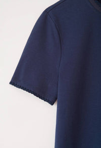 Cartolina Nantucket Women's Dylan Crewneck Tee in midnight blue - women's t-shirt - detail view