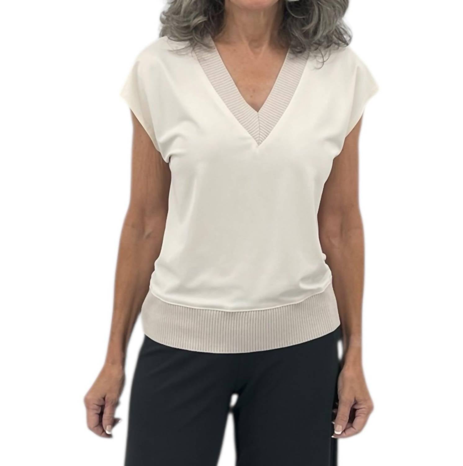 Iris Setlakwe - Women's Matte Jersey Rib V-neck Top