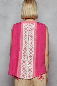 POL Double Gauze Top in bubblegum pink - women's shirt - alternate view