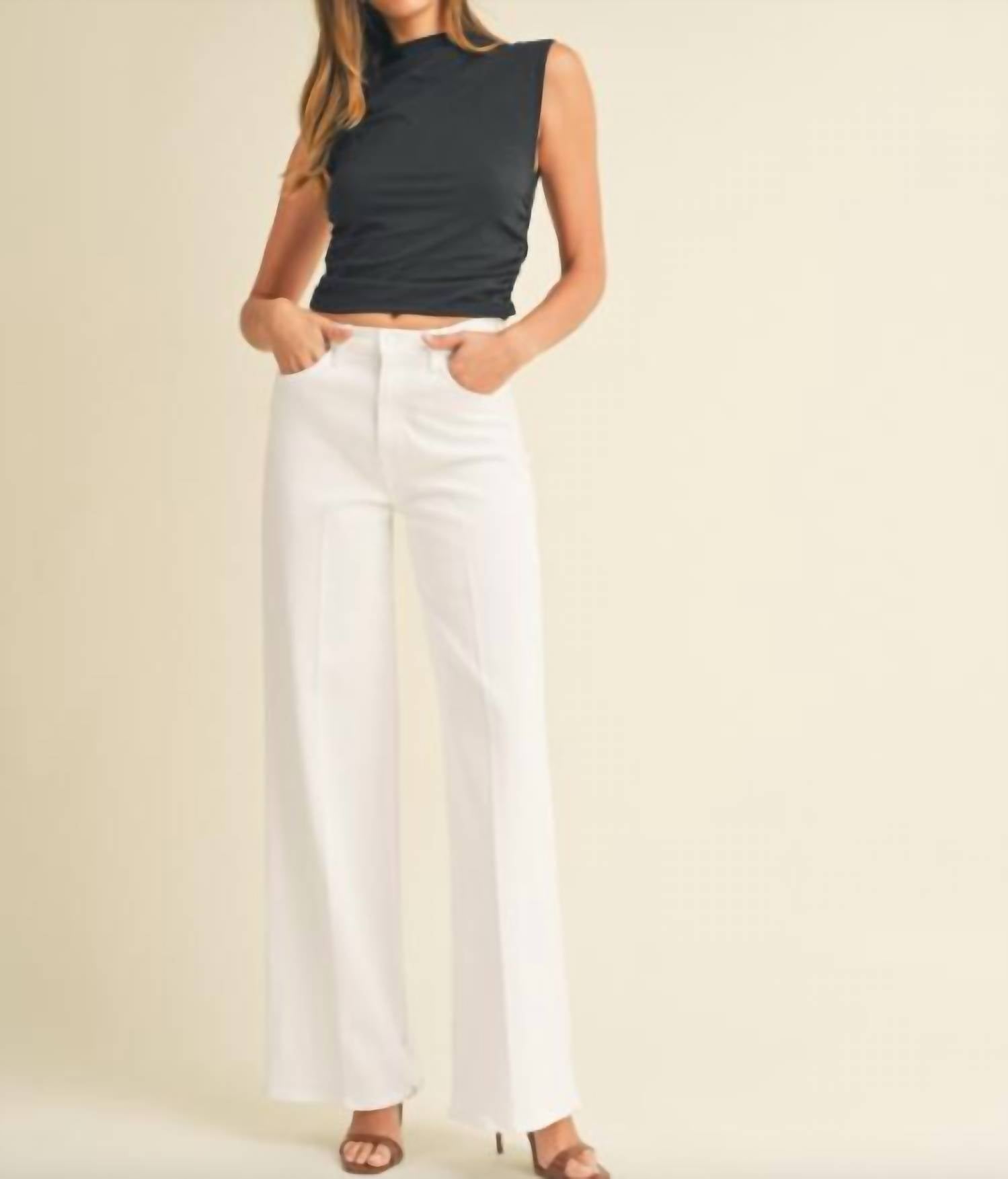 JUST BLACK DENIM High Waist Palazzo Jean in white - women's pants