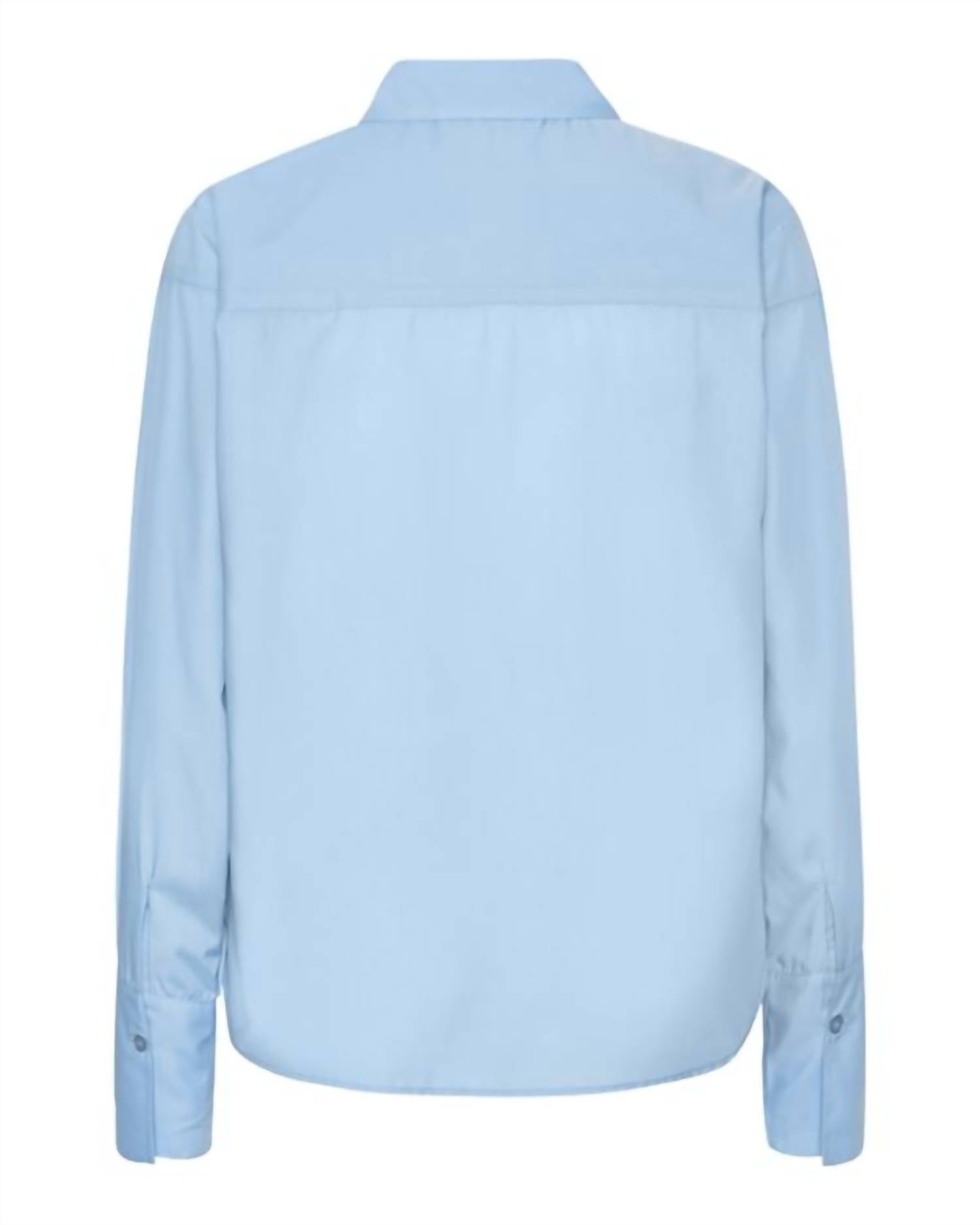 Karmamia Drew Shirt in sky blue cotton - women's blouse - detail view