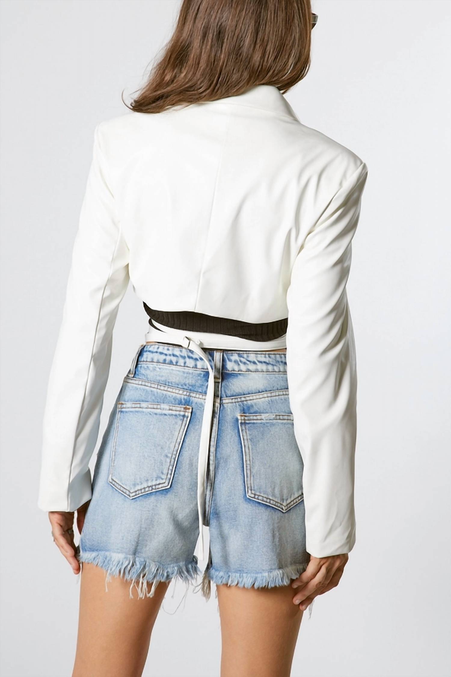 Signature8 - Leatherette Cropped Blazer