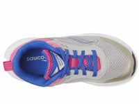 SAUCONY Girl's Axon 3 Shoe in grey fuchsia - kids' sneaker - alternate view