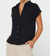 Current Air - Cap Sleeve Button Down Top