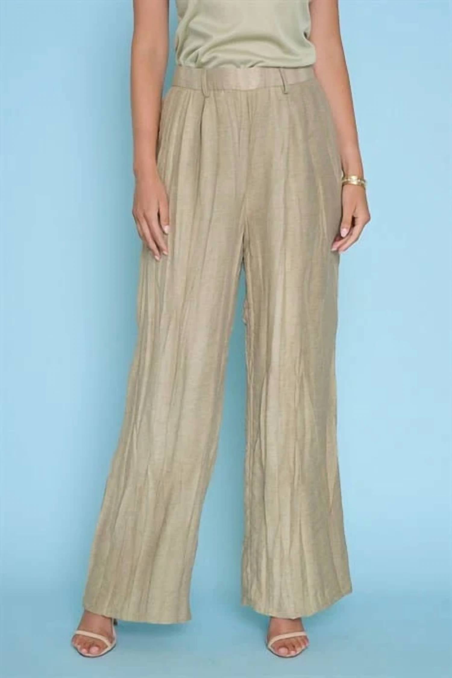 Picadilly - Crinkled Wide-leg Reg Length Pants